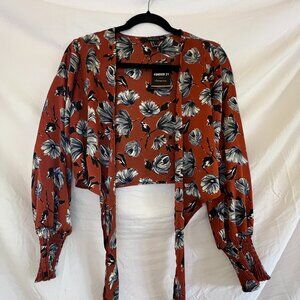 NWT! Forever 21, Fall Floral Wrap Top, Front tie top, Size Small,